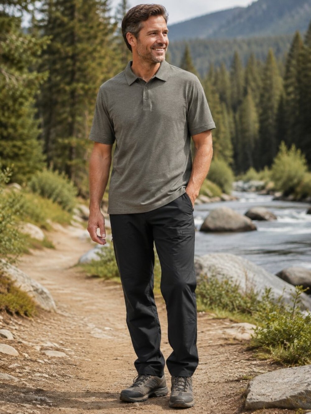 Bass Outdoor Gray Performance Polo Men’s M